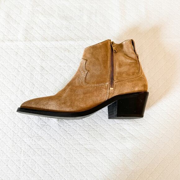 All Saints Carlotta Western Suede Ankle Bootie Side Zip Size 38 - Picture 3 of 6